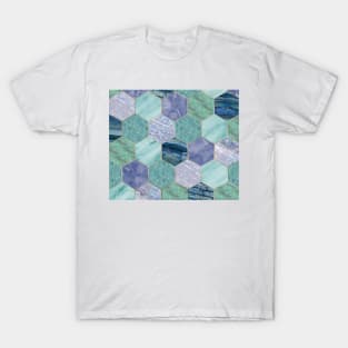 Gold trimmed seafoam hexagons T-Shirt